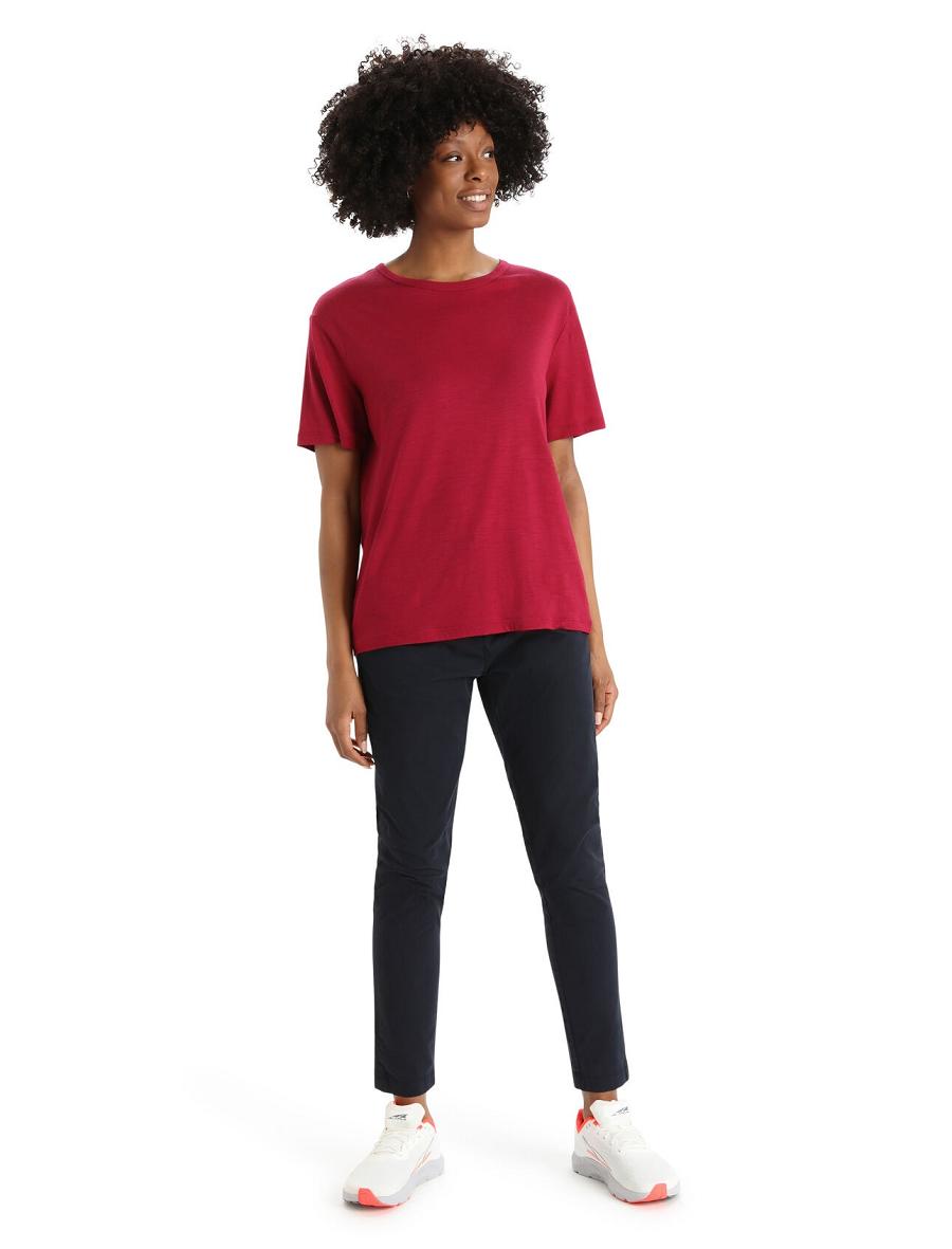 Cherry Women's Icebreaker Merino Granary Short Sleeve T Shirts | USA 1582ZUTG